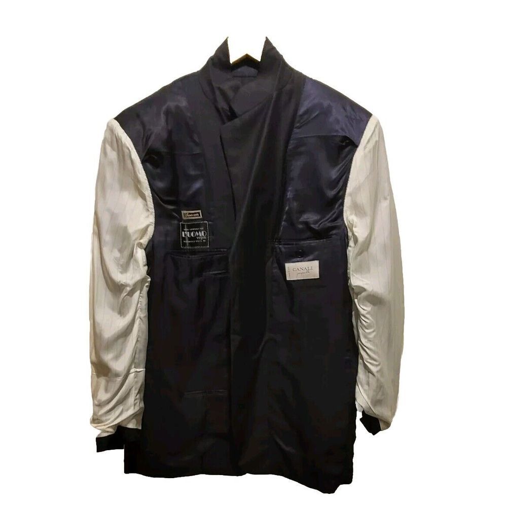 Canali Black Pinstripe Sport Coat Blazer - Picture 8 of 13